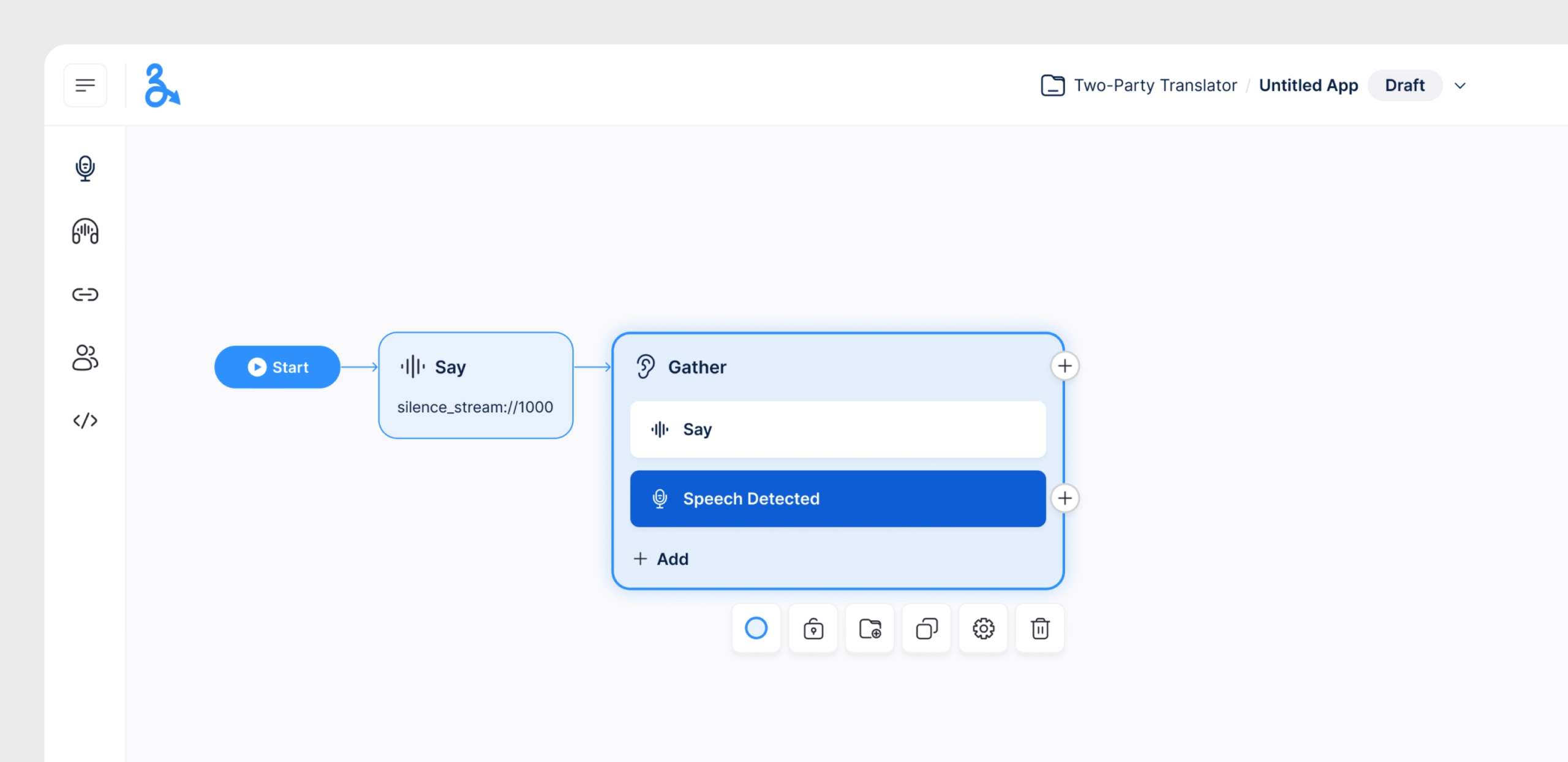 Jambonz CallFlows drag-and-drop visual editor.