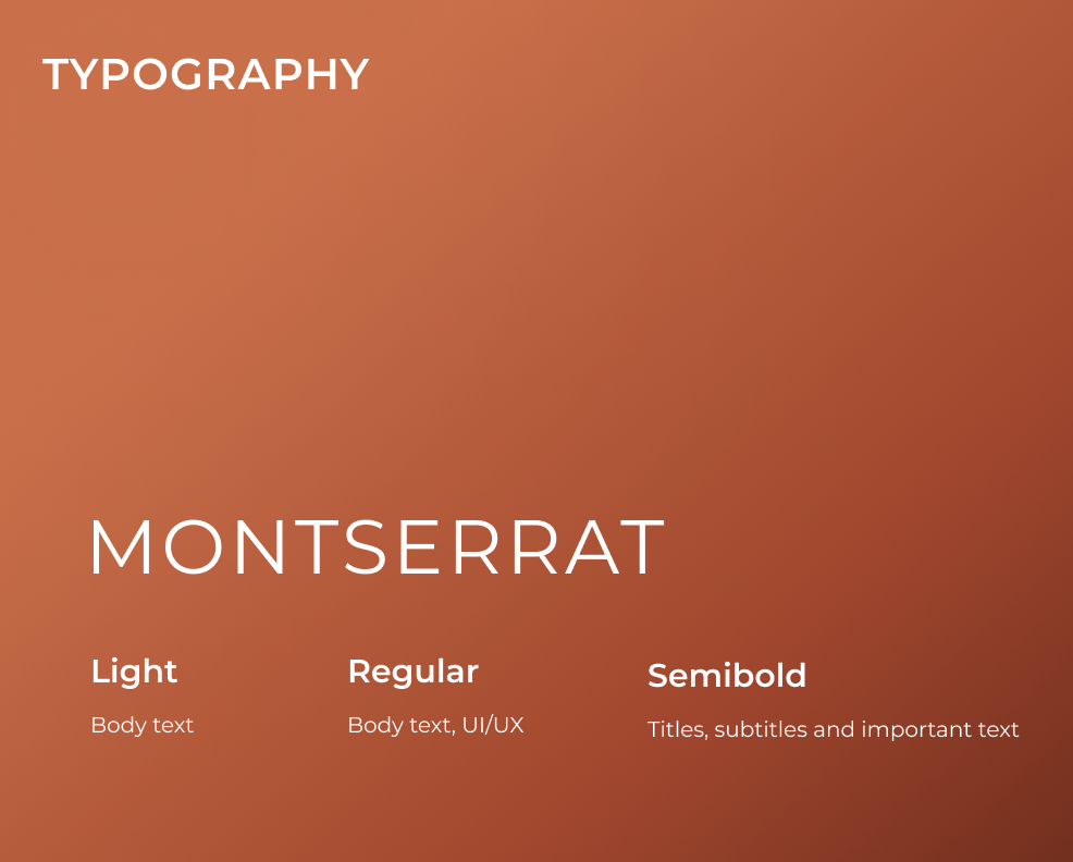 Rituality typography system using Montserrat Light, Regular, and Semibold.