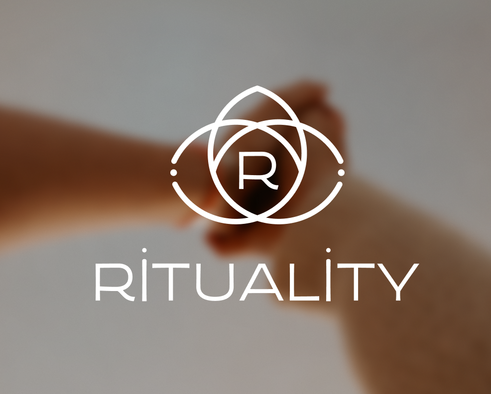 Rituality identity over a softly blurred ritual image.