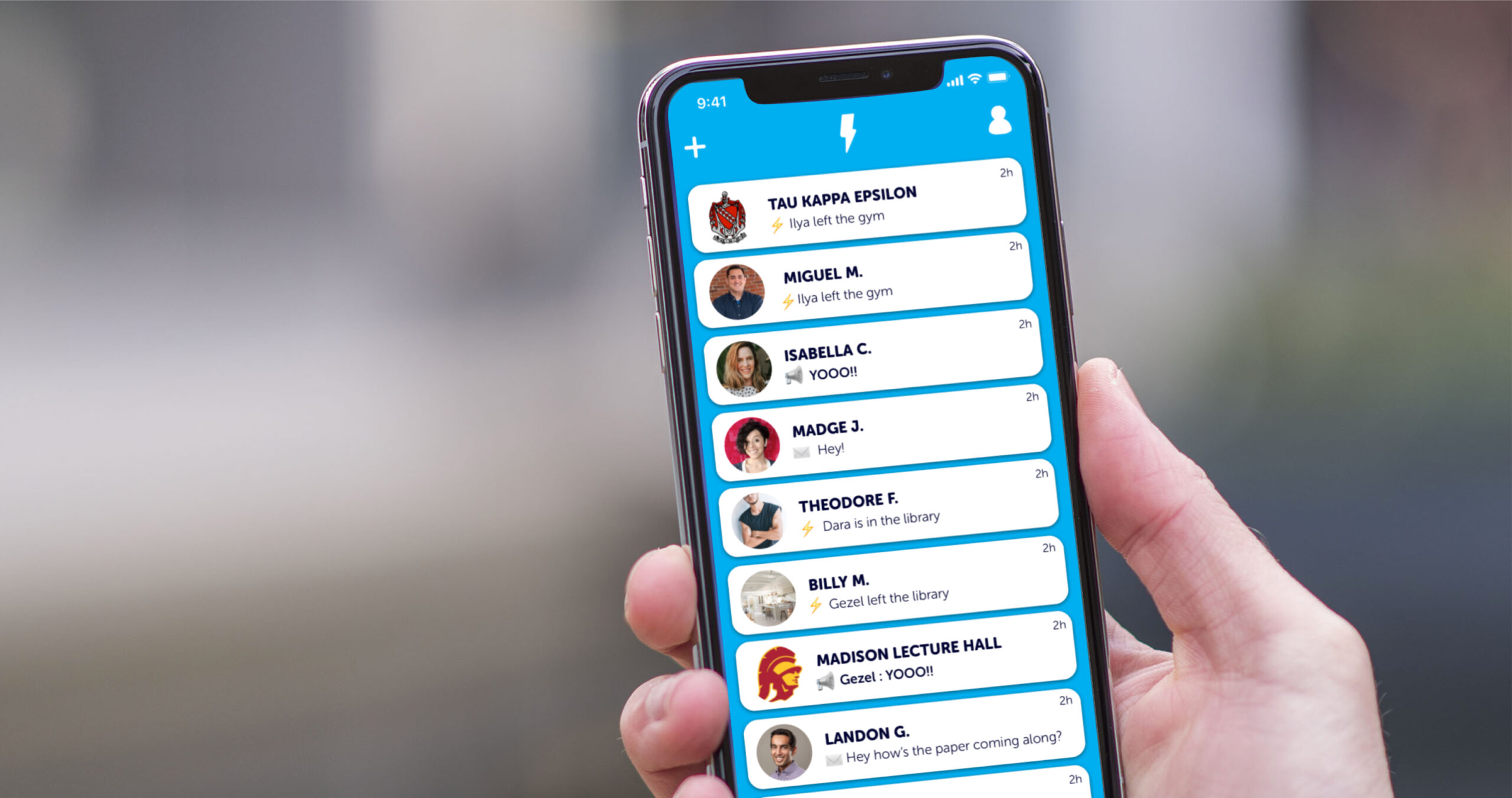 Tape app activity feed on a phone held in hand.
