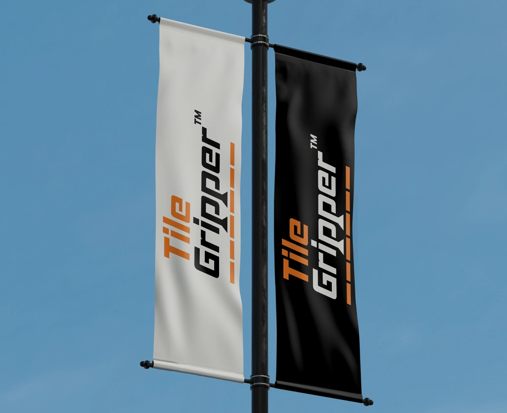 Black and white Tile Gripper street banners.