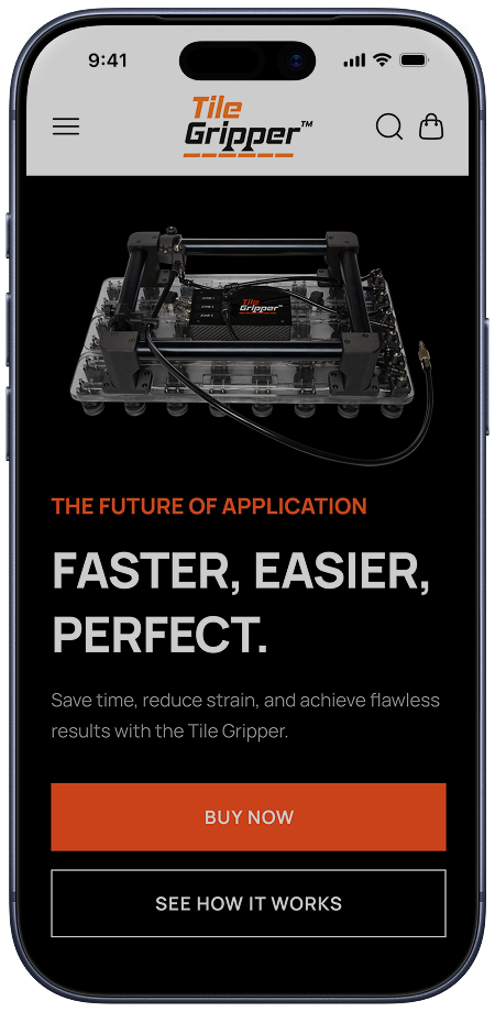 Tile Gripper mobile product homepage.